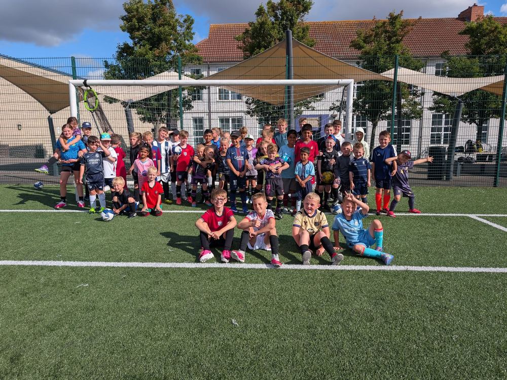 The full group of children at an M11 Summer Camp at The Dormston School, Sedgley